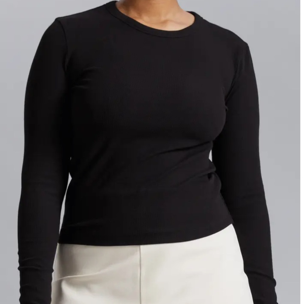 & Other Stories Black Ribbed Top
